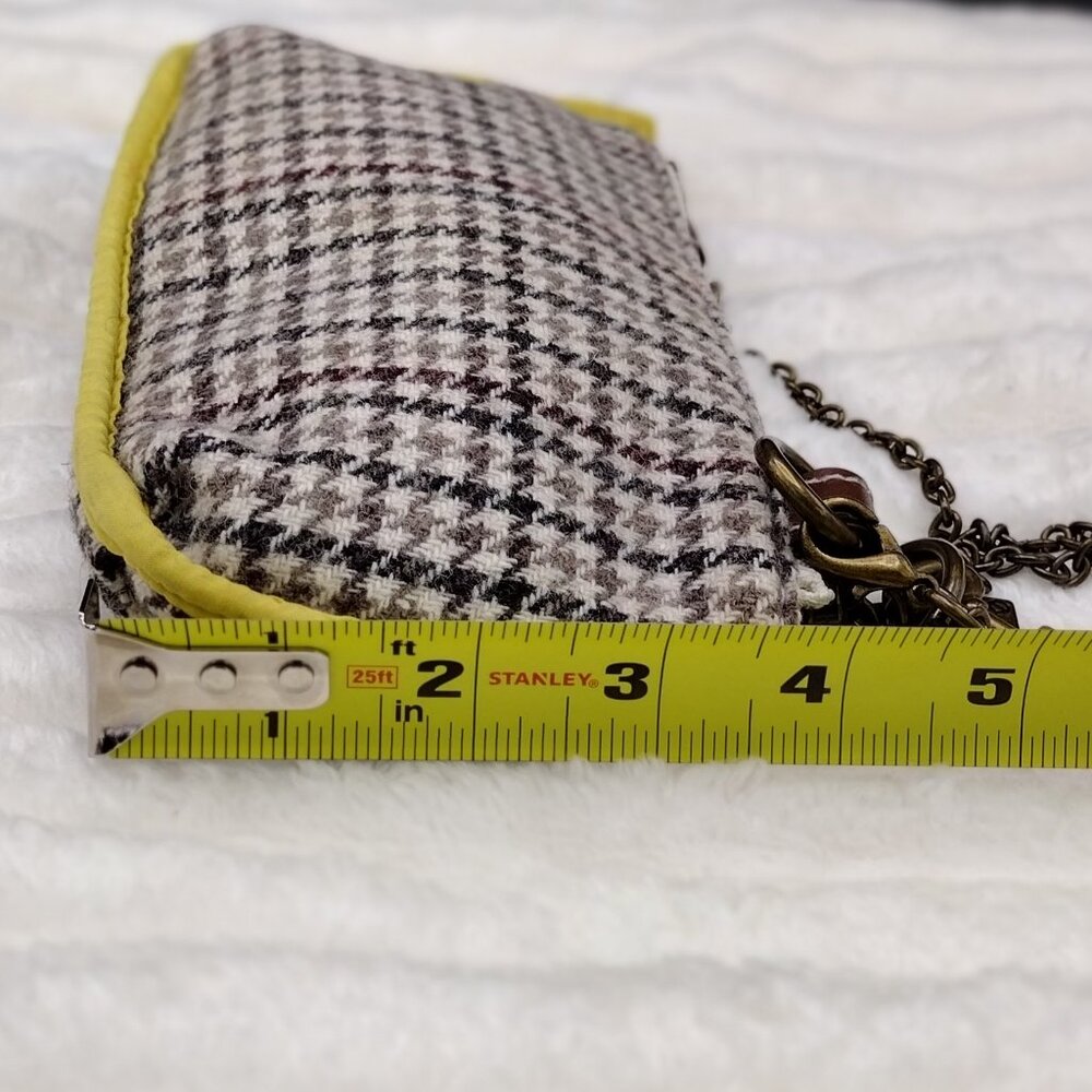 GAP Y2K Tweed Mini Shoulder Bag | Retro Houndstooth Yellow Trim Purse - Picture 8 of 12
